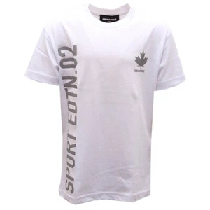 8385AH maglia bimbo boy DSQUARED2 white printed cotton t-shirt - Bild 1 von 4