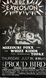 1970's rock concert flyer: Missouri Foxx, Whizz Kids, Topaz Concert flyer - Picture 1 of 1