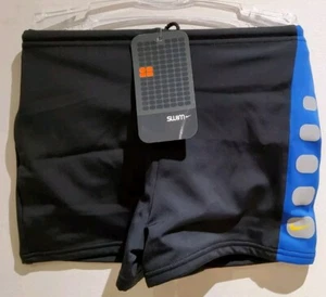 Nike Kids Swim Aqua Swim Shorts Black Grey/Blue Stripe Size XL - Picture 1 of 3