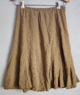 J. Jill Boho Pradera Acampanada Falda Ojales Marrón XXS Foto 1 de 4