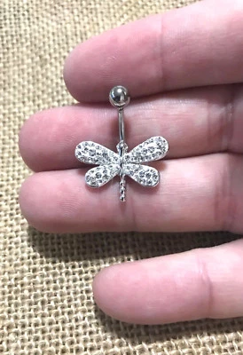 ANILLO VIENTRE LIBÉLULA BLANCO 14G BARRA NAVAL PLATEADO ARCILLA CRISTALES CHECOS Foto 1 de 4