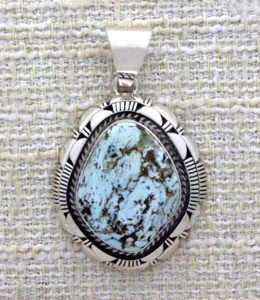 Natural Dry Creek Turquoise Pendant By Navajo Artist Larry M. Yazzie - Picture 1 of 2