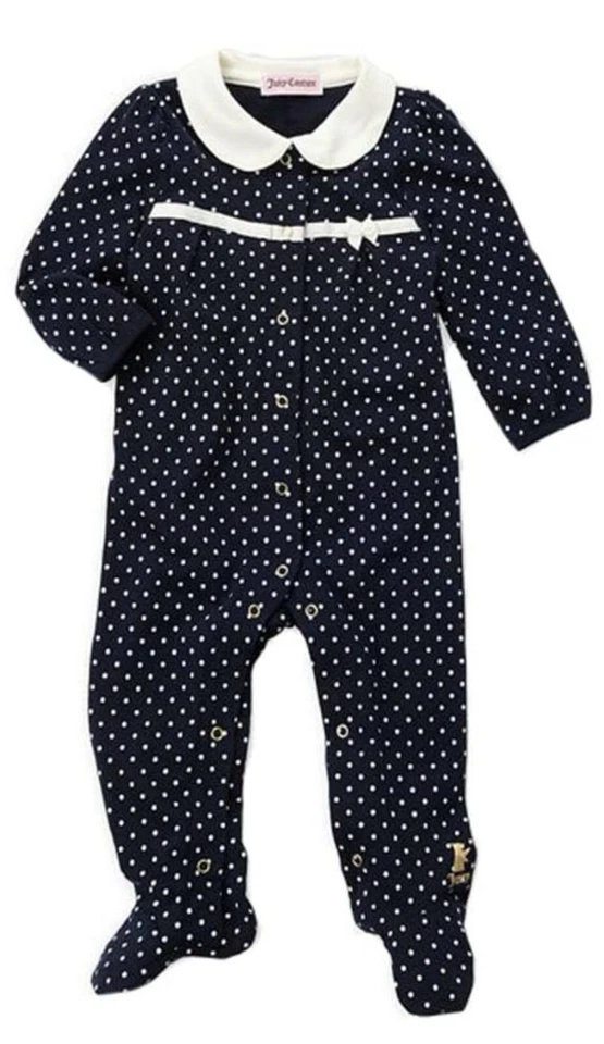 Juicy Couture Baby Girls Polka Dot Footie Logo Coverall (3 - 6 Months) - Image 1 of 1
