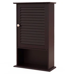 Wall Mount Bathroom Storage Cabinet Single Door w/Height Adjustable Shelf - Picture 1 of 8