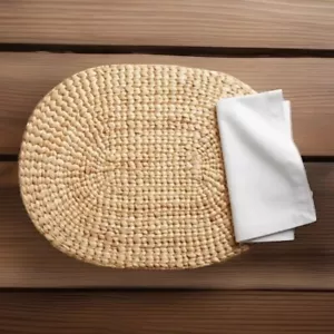 CRATE & BARREL Napkins Set of 8 ‘Fete’ Cotton Dove/ Beige Holiday Table Settings - Picture 1 of 8