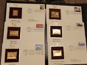 (6) 22kt First Day Of Issue Stamps WWII  Dick Tracy U.S. Naval Academy Etc. - Picture 1 of 9