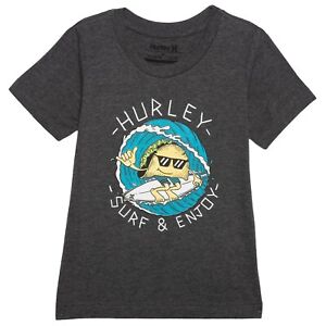 Hurley Toddler Boy's Surfing Taco Shaka T-Shirt Tee Charcoal Surf Enjoy 2T/3T/4T