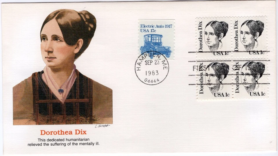 USPS FDC #1844 1983 1c Dorothea Dix #1906 1981 17¢ Electric Auto Fleet ST2699 - Image 1 of 2