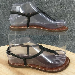 Sam Edelman Sandals Youth 5.5 Slingback Thong Flip Flops 26198-24 Black Leather - Picture 1 of 11