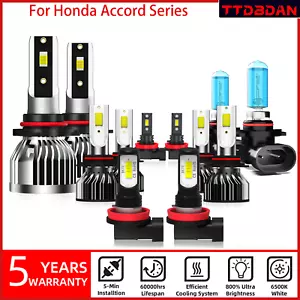 LED Headlight Kit Combo Bulbs High Low Fog Light Bulbs For Honda Accord Series - Picture 1 of 13