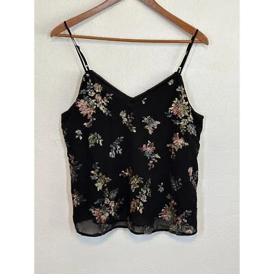 De Colección Banana Republic Cami M Negro Lentejuelas Floral Y2K Años 90 Hada Gótica Capricho  Foto 1 de 4