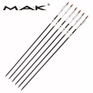 6PCS 33'' Spine 500 Carbon arrows Turkish Feather Arrows 7.6 Mm Outdoor Shooting - Picture 1 of 8