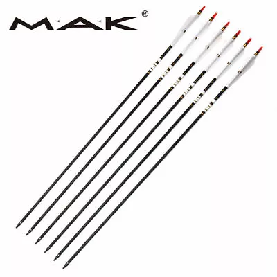 6PCS 33'' Spine 500 Carbon arrows Turkish Feather Arrows 7.6 Mm Outdoor Shooting - Image 1 of 4