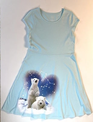 Nuevo con etiquetas Vestido Wonder Nation Niñas Azul Claro con Osos Polares Talla XL (14/16) Foto 1 de 3