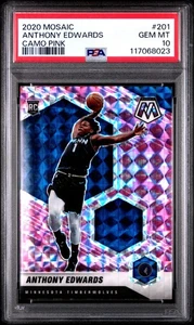 Panini Mosaic #201 2020 Anthony Edwards - RC camuflaje rosa - PSA 10 GEM MT Wolves - Imagen 1 de 2