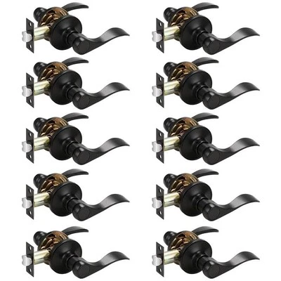 10 件装黑色不锈钢通道门杆可调节闩锁耐用 — 第 1/4 张图片