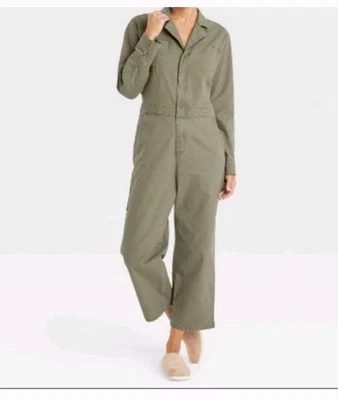 Universal Thread Long Sleeve Olive Boilersuit Cargo Jumpsuit Wide-leg Women's 10 - Image 1 of 4