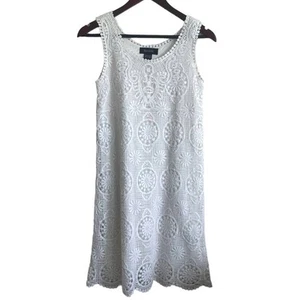 Karen Kane Crochet Dress M White Cotton Coastal Beachy Cottagecore Boho Resort - Picture 1 of 12