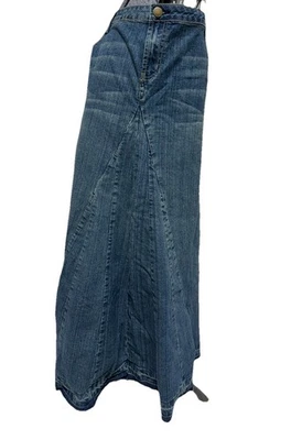 Nuevo Mwah Jeans Falda Talla 24W Largo Acampanado Jean Falda Bolsillos 80% Algodón Fácil Cuidado Foto 1 de 4