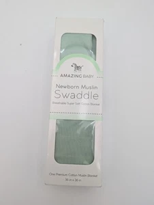 AMAZING BABY Newborn Muslin Swaddle breathable super cotton blanket36" x 36" - Picture 1 of 4