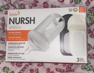 Botellas bolsa de silicona reutilizables Boon Nursh pezón de flujo medio, color - gris Foto 1 de 3