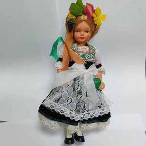 Muñecas Trachten Alemania Occidental Ángel Hada Celuloide Oktoberfest Disfraz Vidrio - Imagen 1 de 14