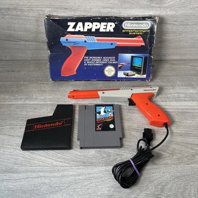 Nintendo NES Zapper Gun Red/Grey Boxed With Duck Hunt Game PAL - Image 1 of 4