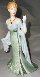 Home Interiors Amelia Porcelain Figurine 2005 9” Lady in Victorian Green Dress - Picture 1 of 7