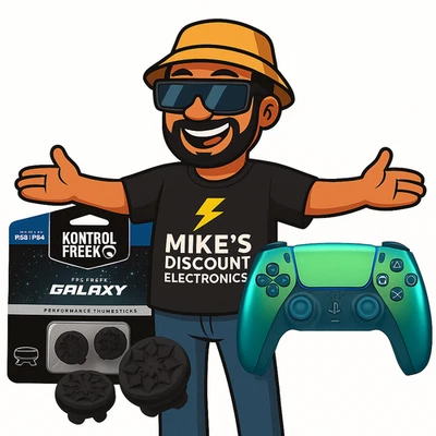 MIKES DISCOUNT ELECTRONICS Chroma Teal PS5 Controller + KontrolFreek FPS Freek Galaxy Thumbsticks Bundle
