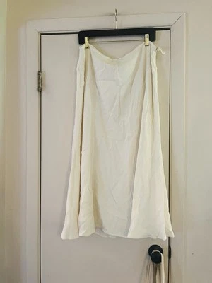 VTG Edwardian Victorian Crepe White Rayon Midi High Waist Skirt 14 - Image 1 of 4
