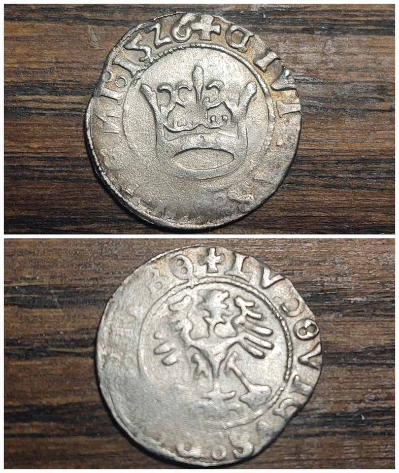 POLAND SIGISMUND I - 1526 SILVER 1/2 GROSCHEN CROWN & EAGLE - 1.00 grams - Image 1 of 1