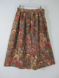 Vintage Chaus Damenrock klein mauve lila olivgrün Blumenmuster Wolle Baumwolle Midi - Bild 1 von 7