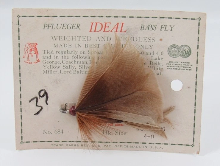 复古 Pflueger Cow Dung 理想的低音飞杆 Lure On Card Flyrod — 第 1/3 张图片