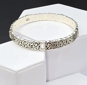 Bracelet baronne Brighton plaqué argent motif rouleau accents cristal 7” - Photo 1/10