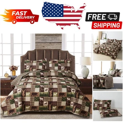 Juego de edredón ligero Moose Bear - Ropa de cama rústica tamaño king para todas las estaciones Foto 1 de 4