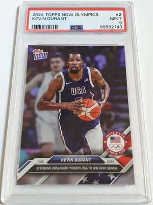 2024 Topps Now Olympics Kevin Durant #2 Team USA - PSA 9 (POP 3) - image 1 of 2