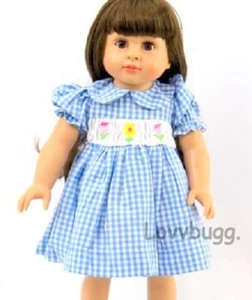 Vestido ajustado a cuadros azules para American Girl 18" y muñeca bebé + ¡COMPLEMENTOS DE ENVÍO GRATUITO! - Imagen 1 de 12