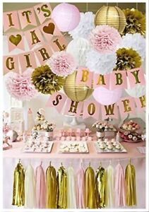  Baby Shower Decorations Its a Girl Banner with Balloons - Pink - mom to be sash