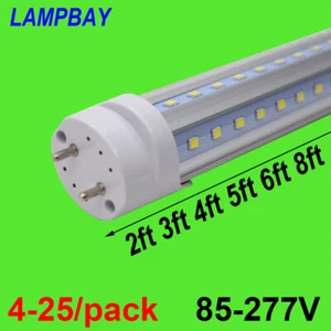 V Shape LED Tube Bulb 2ft 3ft 4ft 5ft 6ft T8 G13 Light Retrofit Fluorescent Lamp - Picture 1 of 6