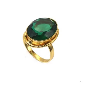 Green Diopside Gemstone Handmade Gold Plated Fashion Jewelry Ring US 8 i192 - Picture 1 of 5