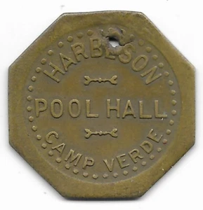 CAMP VERDE ARIZONA (-1913-1925-) ottobre OTTONE HARBESON POOL HALL /10c GETTONE COMMERCIALE - Foto 1 di 2
