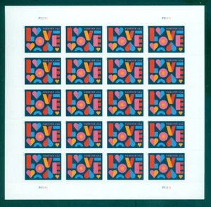 US Scott 5543 Forever Love, Sheet/20, Mint NH, Reacts to UV Light - Picture 1 of 1