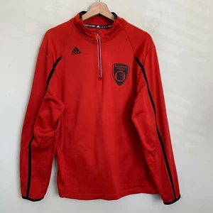 Adidas Athletic Shirt Red 1/4 Zip Pullover Black Trim Logo Wolfpack Soccer Sz XL - Picture 1 of 10