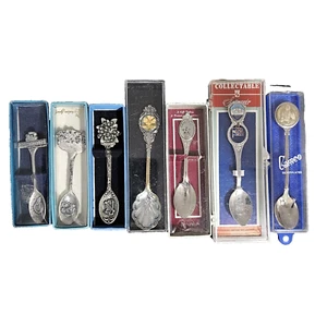 Lote De Colección De 7 Cucharas Coleccionistas Souvenir Georgia-Mississippi-Inglaterra - Imagen 1 de 9