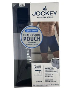 Jockey Men's Everyday Active Chafe Proof Pouch Cotton 6" Boxer Brief -XXL - Picture 1 of 8