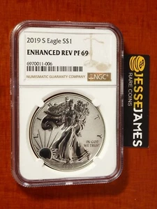 2019 S ENHANCED REVERSE PROOF SILVER EAGLE NGC PF69 CLASSIC BROWN LABEL W/OGP - Picture 1 of 3
