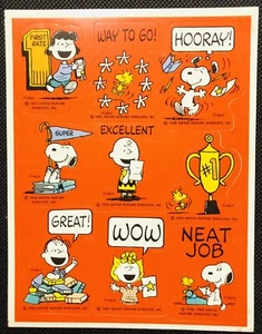 Foglio adesivo vintage Hallmark Snoopy Peanuts Charlie Brown - Foto 1 di 1
