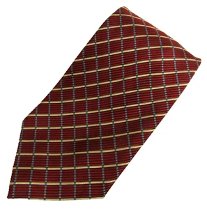 Harold Powell Repp Silk Mens Tie 61" x 4" Red Yellow Gray USA Vintage Fall - Picture 1 of 6