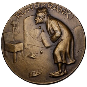 ALEMANIA Y FRANCIA Ruhrk satírico aprox. Medalla de bronce 1925 / Ocupación del Ruhr - Imagen 1 de 3