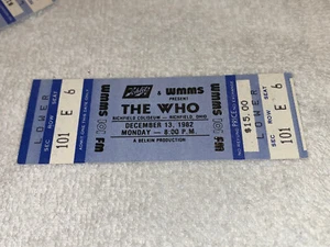 THE WHO UNBENUTZT 1982 KONZERT TOUR TICKET ROGER DALTREY PETE CITIESHEND WMMS USA bl - Bild 1 von 5